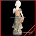 Stone Statue With A Little Girl, Marble Statue, Indoor Statue